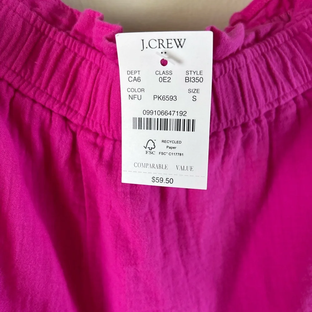 NWT J. Crew hot pink elastic waist/pull on gauze shorts size small cute & comfy - Picture 2 of 5